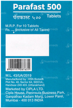 Parafast 500 Tablet 10 Parafast 500 Tablet 10